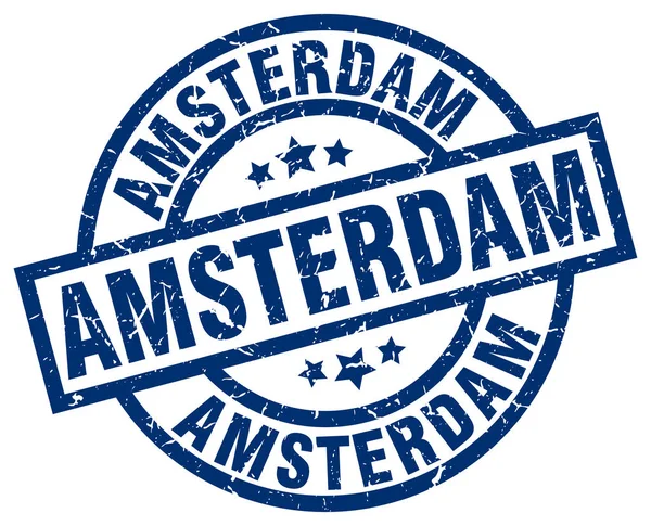 Amsterdam azul redondo selo grunge —  Vetores de Stock