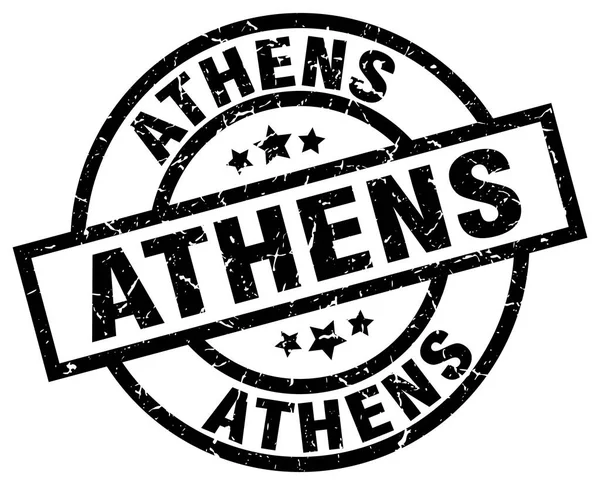 Athens schwarze runde Grunge-Briefmarke — Stockvektor