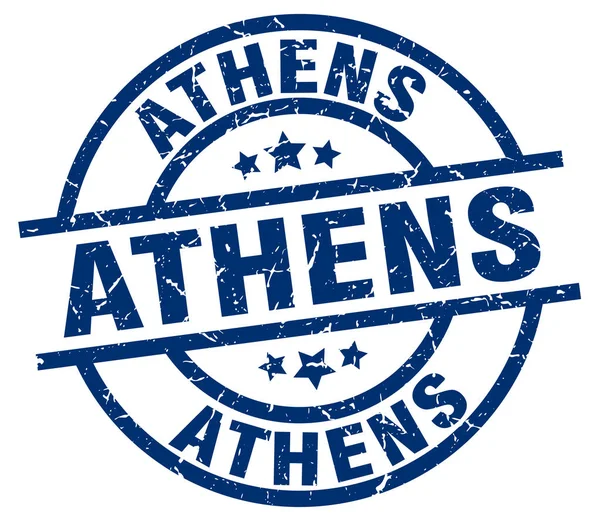 Timbre grunge rond bleu Athènes — Image vectorielle