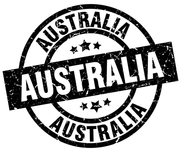 Australische schwarze runde Grunge-Briefmarke — Stockvektor