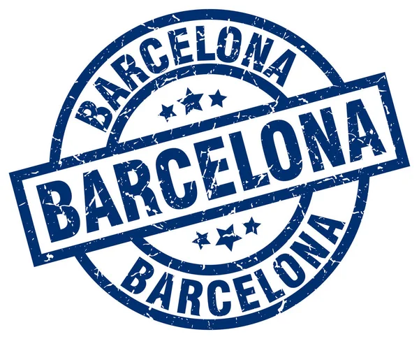 Barcelona albastru rotund grunge timbru — Vector de stoc