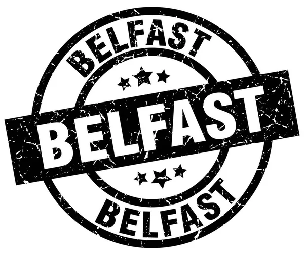 Belfast Svart Rund grunge stämpel — Stock vektor
