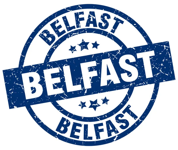 Belfast kék kerek grunge-bélyeg — Stock Vector