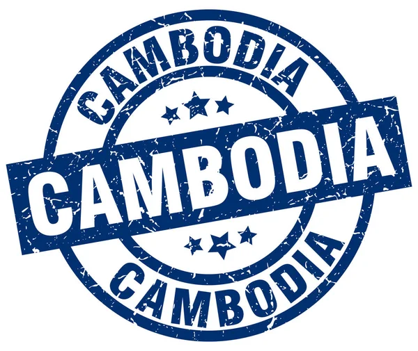 Cambodja blauwe ronde grunge stempel — Stockvector
