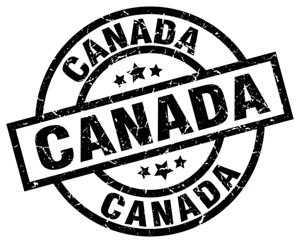 Kanada siyah yuvarlak grunge damgası — Stok Vektör