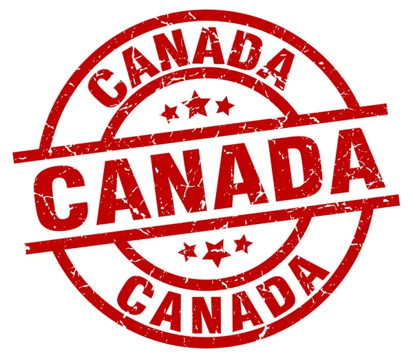 Kanada kırmızı yuvarlak grunge damgası — Stok Vektör