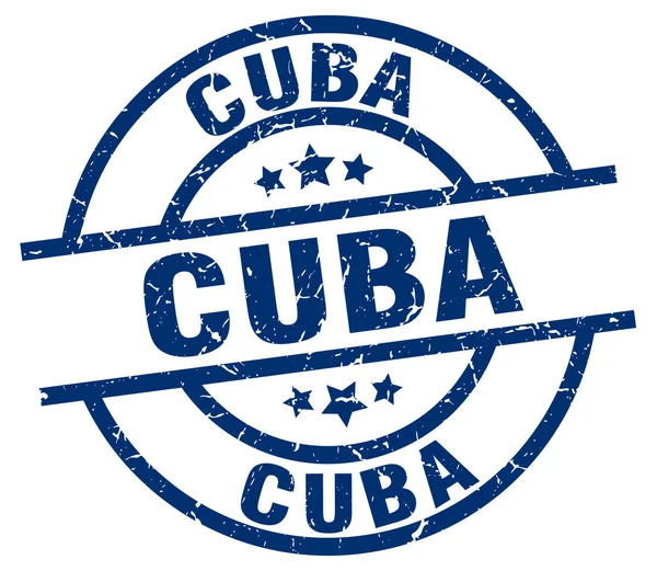 Cuba blauwe ronde grunge stempel — Stockvector