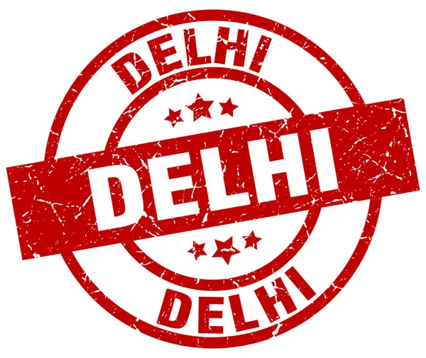 Delhi röda runda grunge stämpel — Stock vektor
