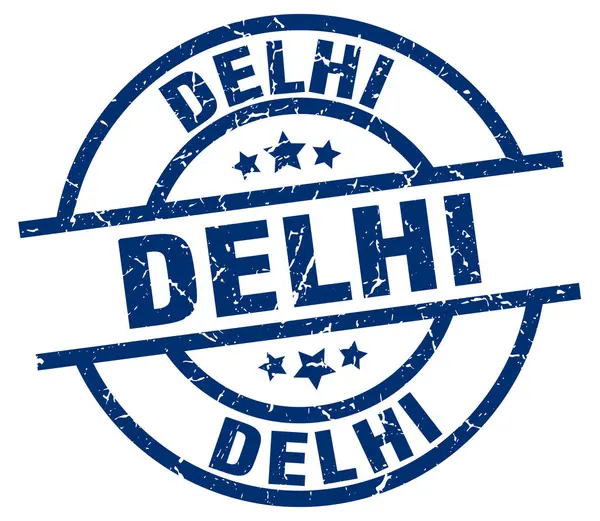 Delhi blauwe ronde grunge stempel — Stockvector