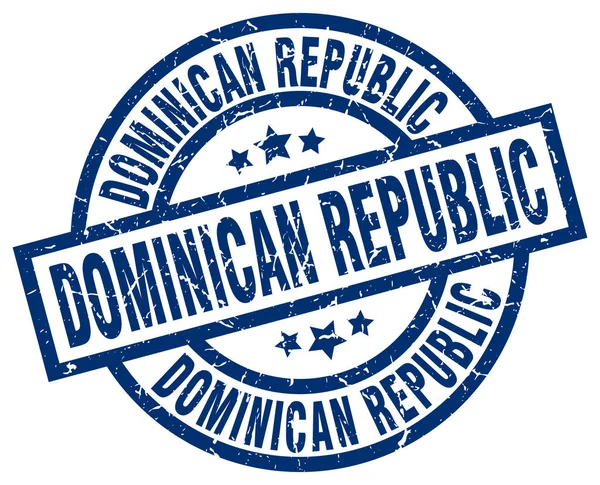 Δομινικανή Δημοκρατία μπλε grunge στρογγυλή σφραγίδα — Διανυσματικό Αρχείο