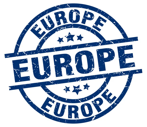 Evropa modré kulaté grunge razítko — Stockový vektor