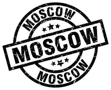 Moskova siyah yuvarlak grunge damgası