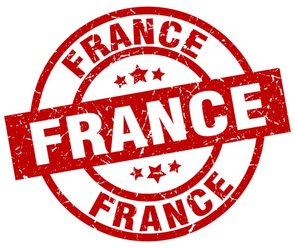 Fransa kırmızı yuvarlak grunge damgası — Stok Vektör