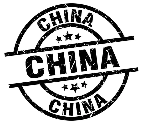 Cina nero rotondo grunge timbro — Vettoriale Stock