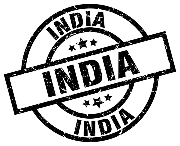 India sello grunge redondo negro — Archivo Imágenes Vectoriales