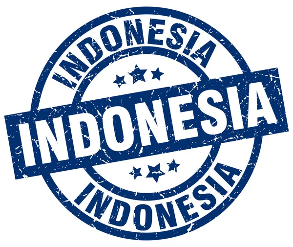 Indonesia blue round grunge stamp - Stok Vektor