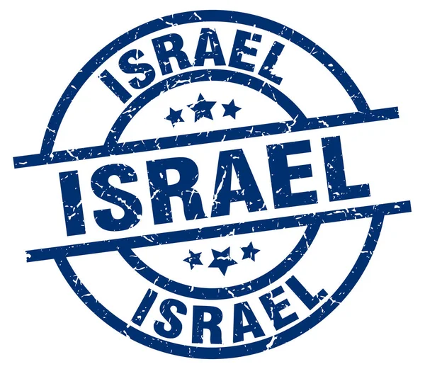 Izrael kék kerek grunge-bélyeg — Stock Vector