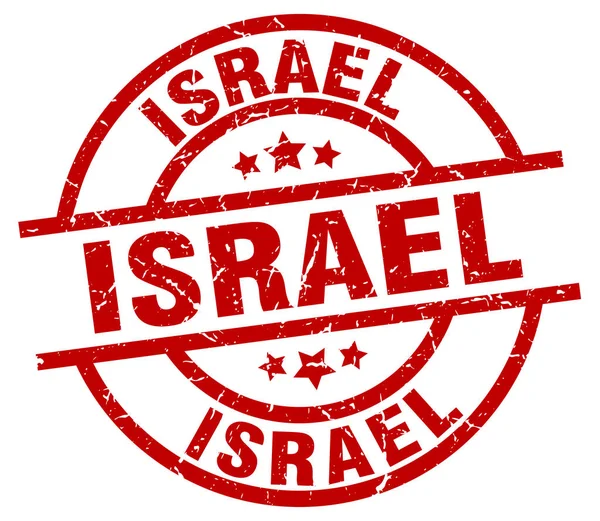 Israel-rote Runde Grunge-Stempel — Stockvektor