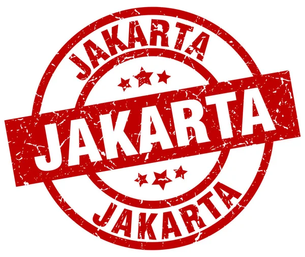 Jakarta timbro grunge rosso rotondo — Vettoriale Stock