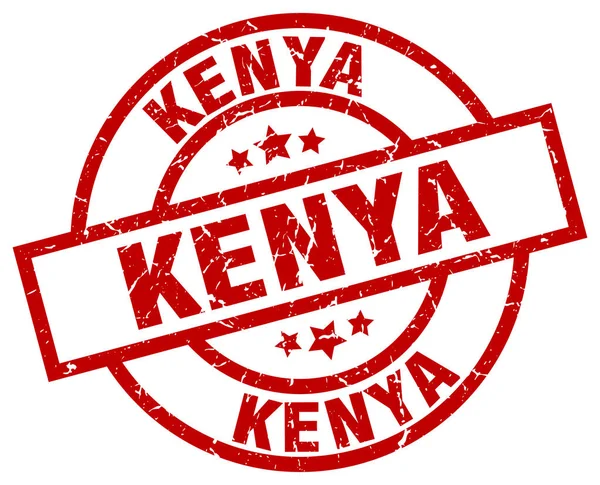 Kenya kırmızı yuvarlak grunge damgası — Stok Vektör