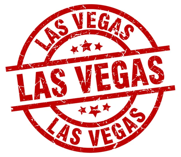 Las Vegas rosso rotondo grunge timbro — Vettoriale Stock