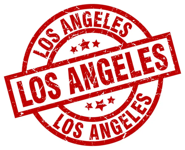 Los Angeles rosso rotondo grunge timbro — Vettoriale Stock