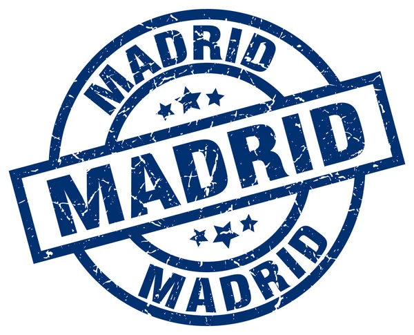 Madrid blauwe ronde grunge stempel — Stockvector