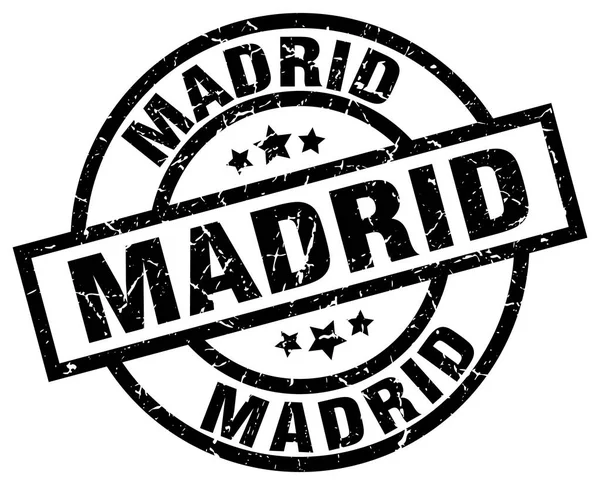 Мадрид чорний круглі гранж штамп — стоковий вектор