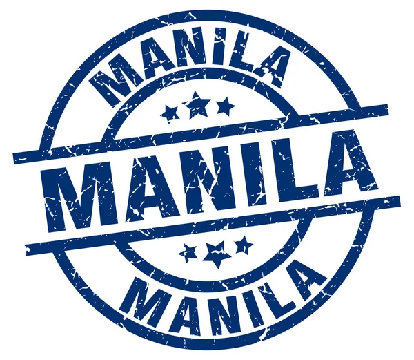 Manila blu rotondo grunge timbro — Vettoriale Stock