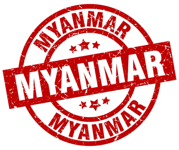 Myanmar sello grunge redondo rojo — Archivo Imágenes Vectoriales