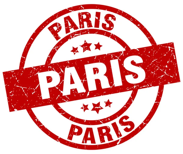 Paris kırmızı yuvarlak grunge damgası — Stok Vektör