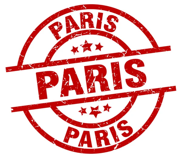 Paris kırmızı yuvarlak grunge damgası — Stok Vektör