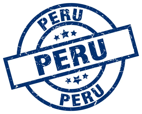Timbre grunge rond bleu Pérou — Image vectorielle