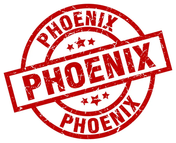 Phoenix kırmızı yuvarlak grunge damgası — Stok Vektör