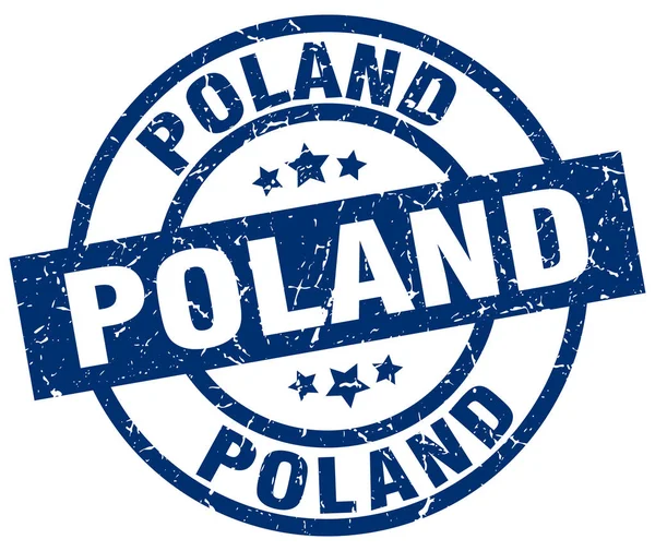 Poland Blue Round Grunge Stempel — Stockvektor
