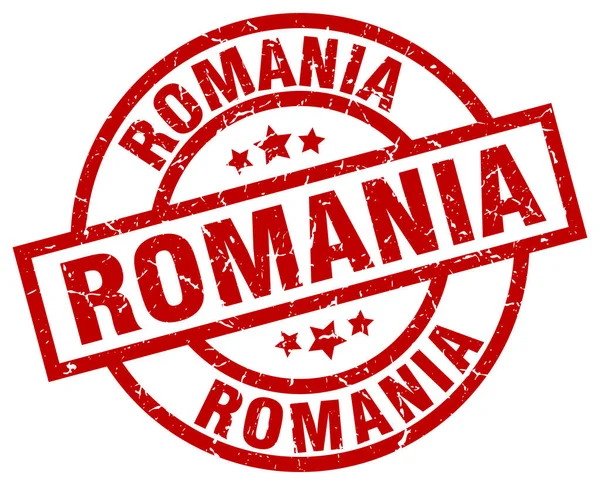 Romania red round grunge stamp — Stock Vector