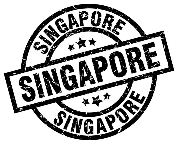 Singapore schwarze runde Grunge-Marke — Stockvektor