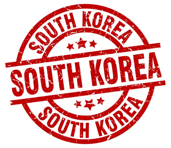 Coreia do Sul vermelho redondo grunge selo — Vetor de Stock