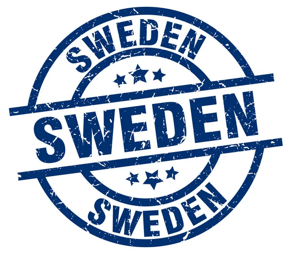 Švédsko modré kulaté grunge razítko — Stockový vektor