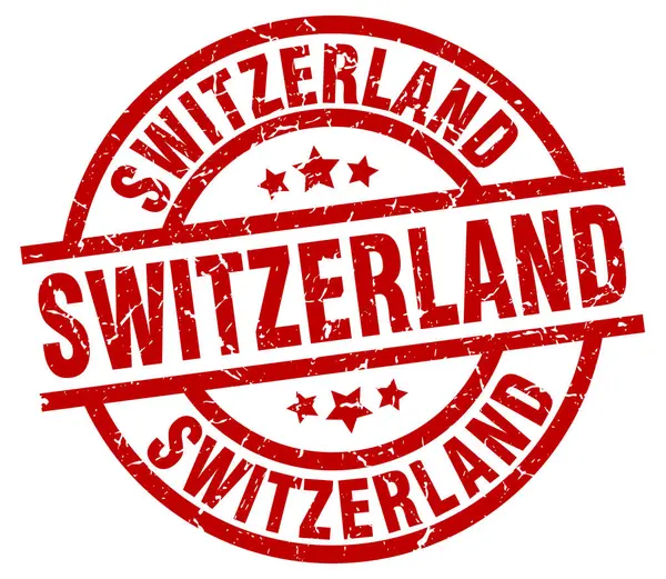 Switzerland red round grunge stamp — Stock Vector