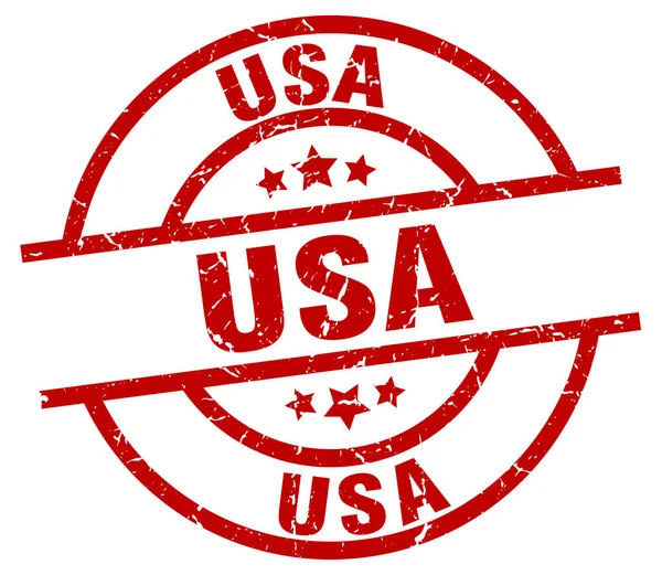 アメリカ合衆国レッド ラウンド グランジ スタンプ — ストックベクタ