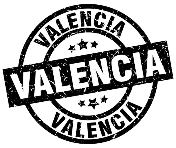 Valencia zwart ronde grunge stempel — Stockvector