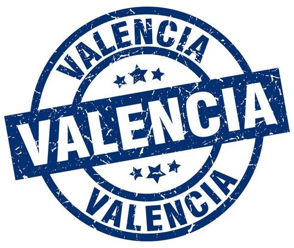 Valencia blauwe ronde grunge stempel — Stockvector