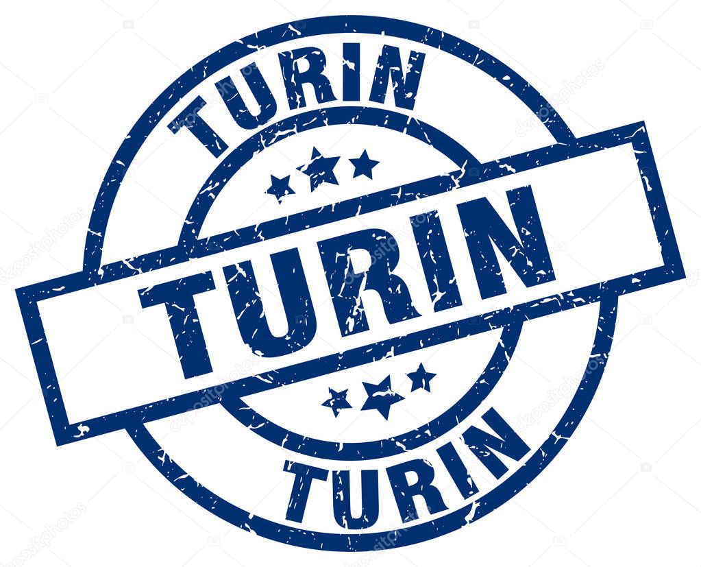 Turin blue round grunge stamp