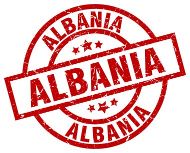 Arnavutluk kırmızı yuvarlak grunge damgası