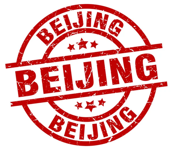 Beijing kırmızı yuvarlak grunge damgası — Stok Vektör