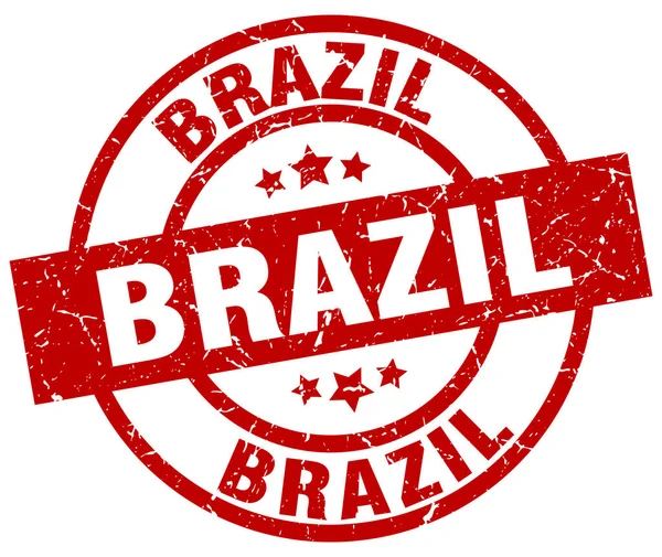 Бразилія червоний круглі гранж штамп — стоковий вектор