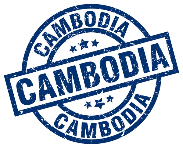 Cambodja blauwe ronde grunge stempel — Stockvector