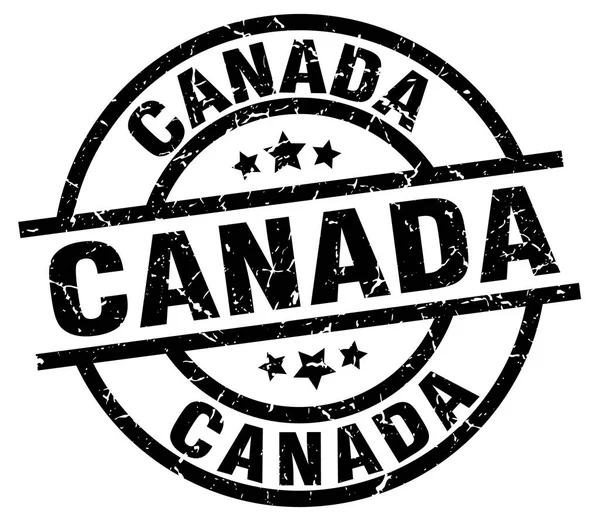 Kanada siyah yuvarlak grunge damgası — Stok Vektör