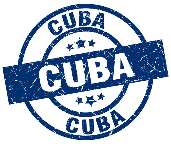 Cuba blu rotondo grunge timbro — Vettoriale Stock